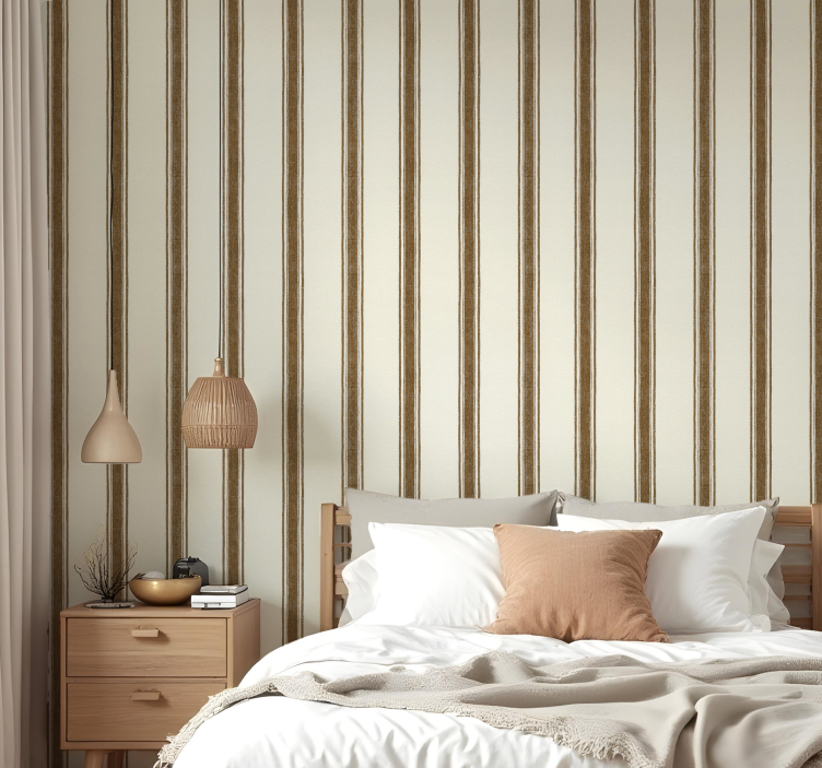 Geometric wallpaper in mocha vertical lines - TenStickers
