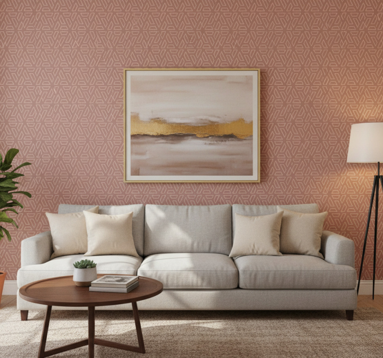 Geometric wallpaper in stylish brown tones - TenStickers