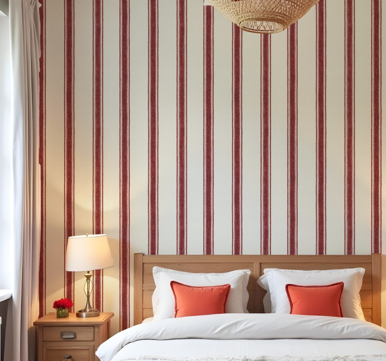 Geometric wallpaper vertical lines in red - TenStickers