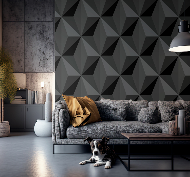 geometrical triangles 3D living room wallpaper - TenStickers