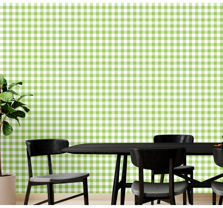 Gingham Check Pattern wallpaper for dining area - TenStickers