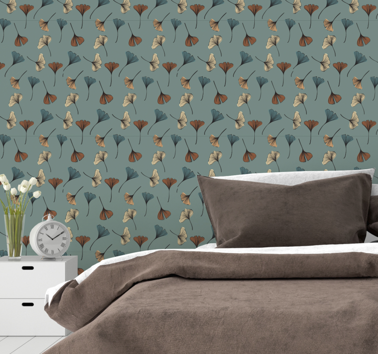 Ginkgo Botanical Motif flowers wallpaper - TenStickers