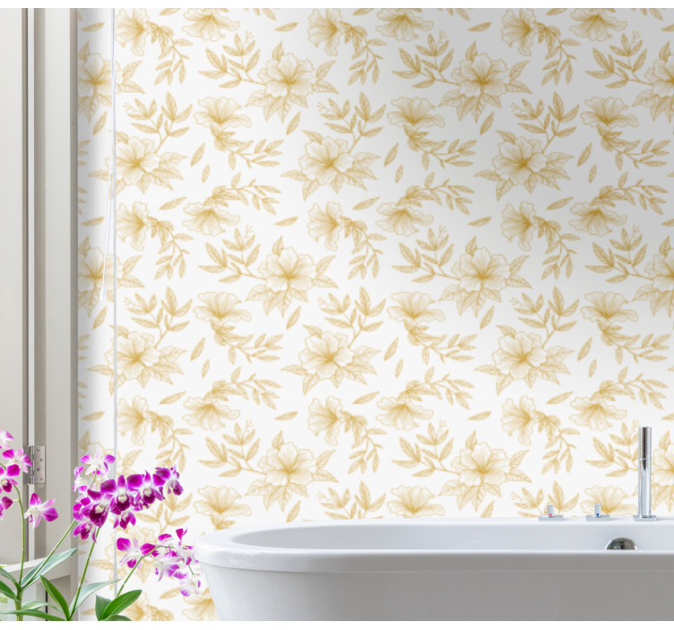 Golden Blossom Sophistication floral wallpaper - TenStickers