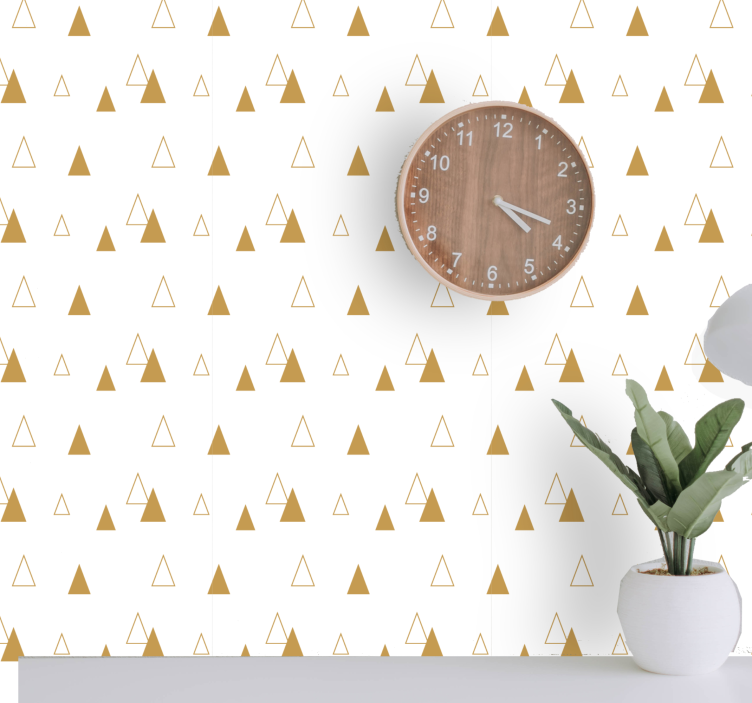 Triangles wallpaper with golden pattern - TenStickers