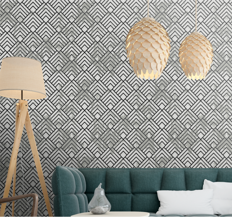 Gray linear patterns geometric wallpaper - TenStickers