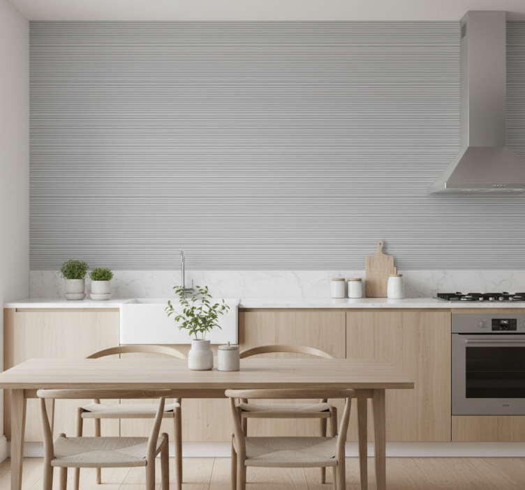 Gray thin striped kitchen wallpaper - TenStickers