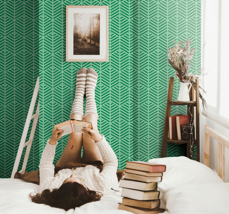 Green stripes and patterns Vertical Wallpaper - TenStickers