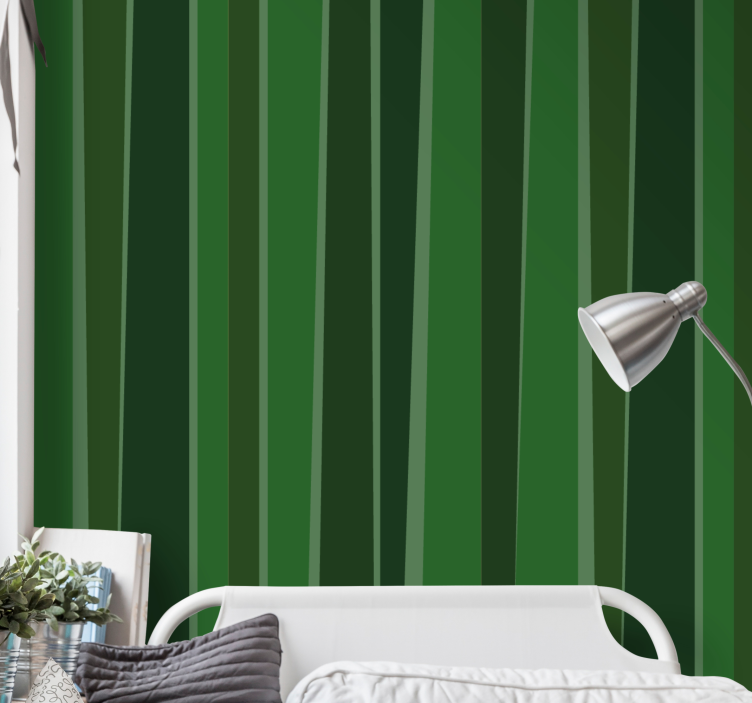 Green stripes pattern vertical wallpaper - TenStickers