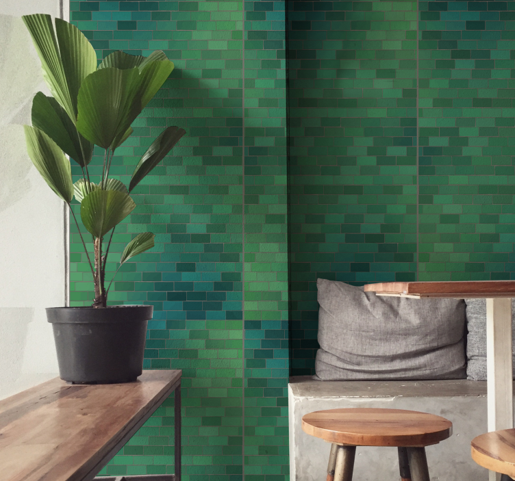 Green Tiled Texture textured wallpaper - TenStickers