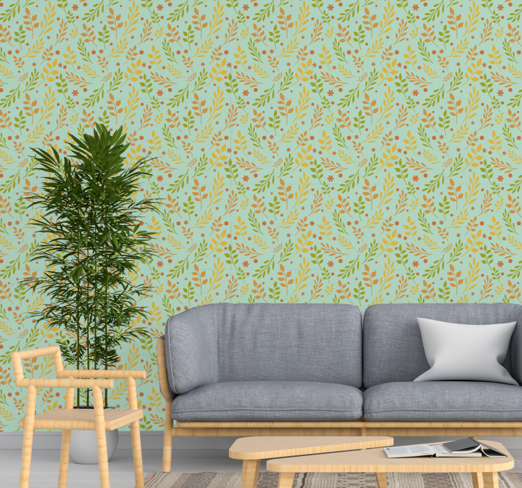 Greenery arrangement floral wallpaper - TenStickers