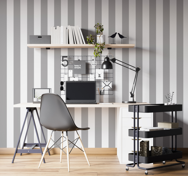 Grey and white stripes office wallpaper - TenStickers