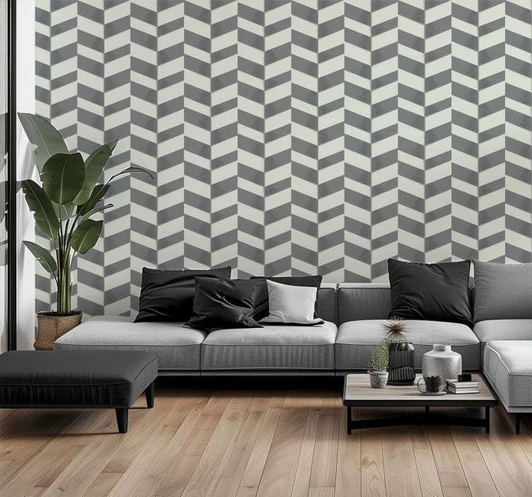 Grey Chevron geometric wallpaper - TenStickers