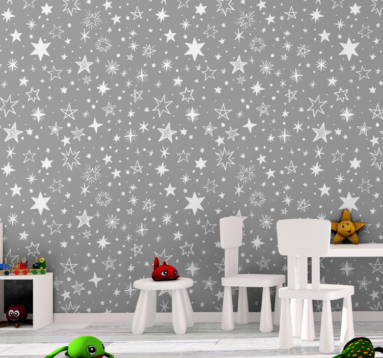 Grey drawn stars Star Wallpaper - TenStickers