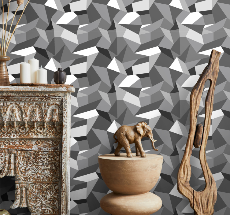 Grey irregular shapes geometric wallpaper - TenStickers