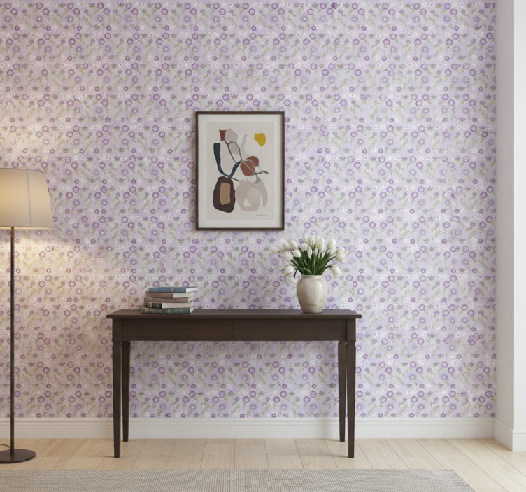 Hallway wallpaper floral pattern harmony - TenStickers