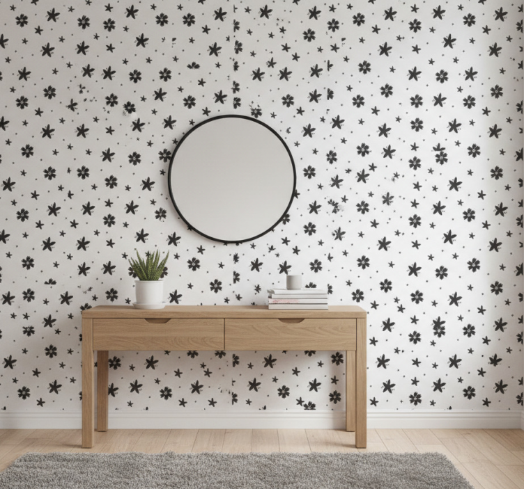 Hallway wallpaper in black and white design - TenStickers