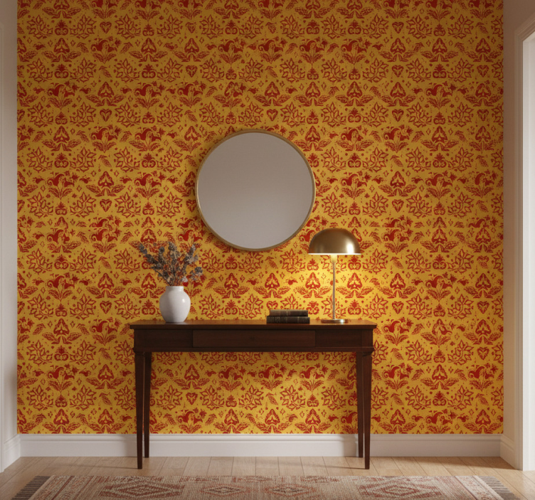 Hallway wallpaper in botanical motif style - TenStickers