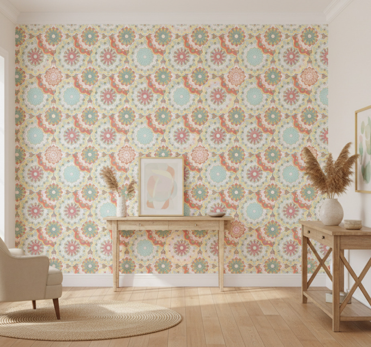 Hallway wallpaper in fabric "granny chic" style - TenStickers