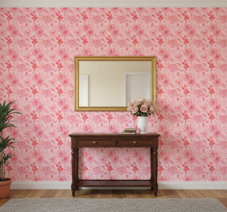 Hallway wallpaper romantic rose design - TenStickers