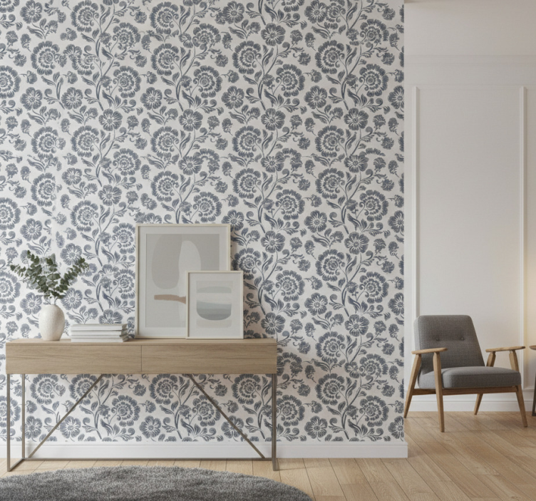 Hallway wallpaper with elegant gray patterns - TenStickers