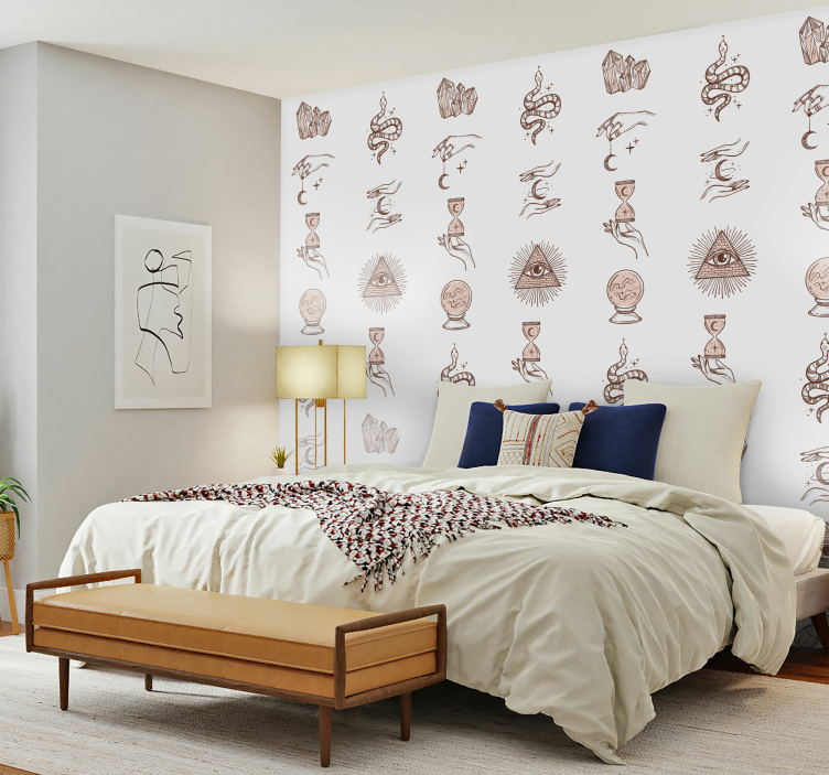 Handrawn occult elements Wedding wallpaper - TenStickers