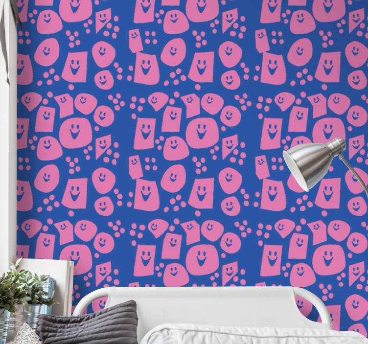 Happy Faces Pattern custom wallpaper - TenStickers