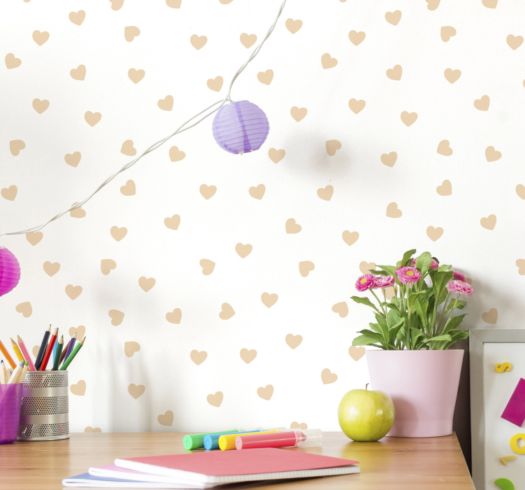 Heart patterned simplicity bedroom wallpaper - TenStickers