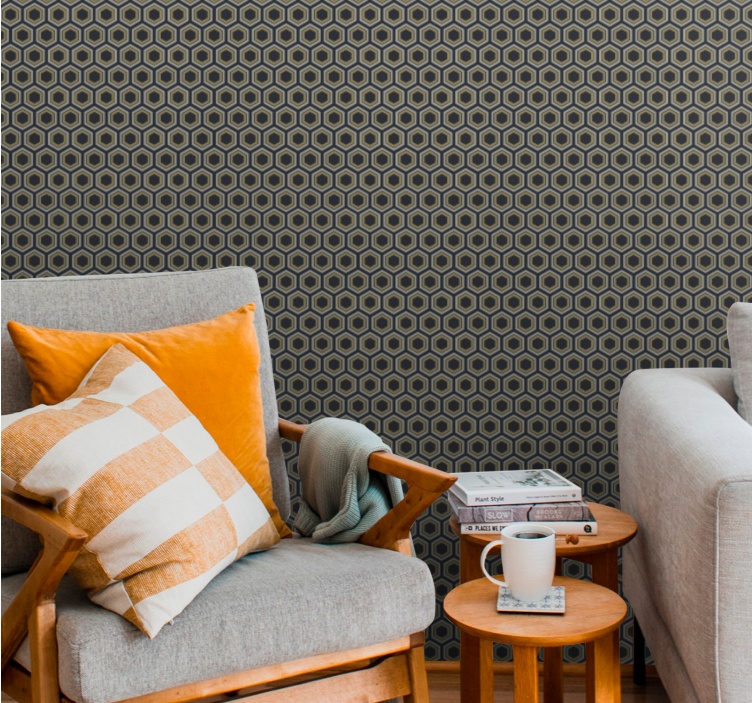 Hexagonal texture 3D wallpaper - TenStickers
