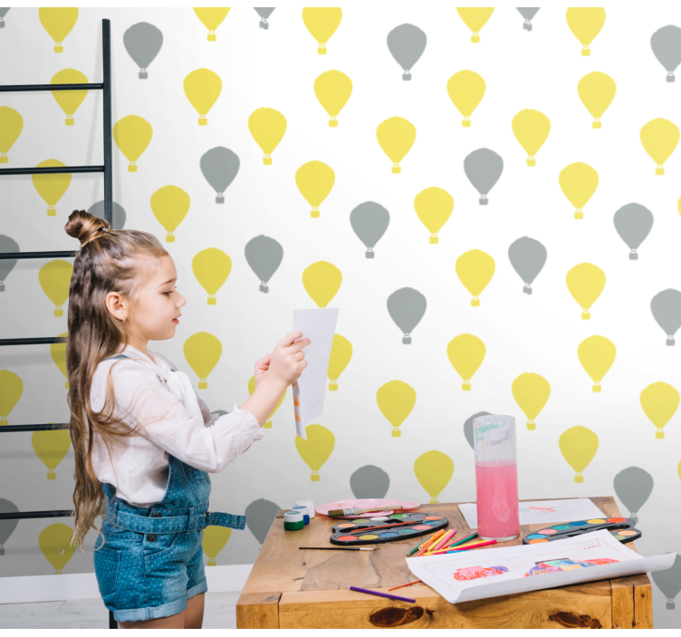 Hot Air Balloon Pattern children's wallpaper - TenStickers