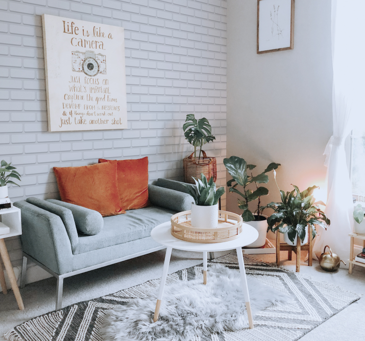 White realistic bricks living area wallpaper - TenStickers