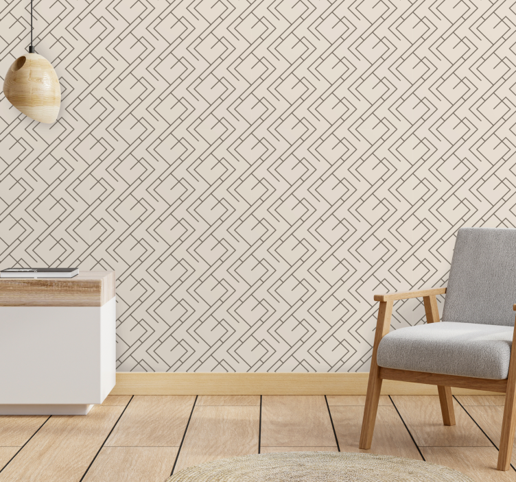 Interlocking Line Pattern geometric wallpaper - TenStickers