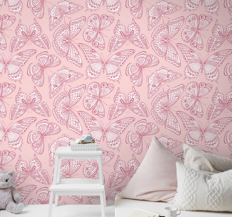 Intricate butterfly pattern wallpaper - TenStickers