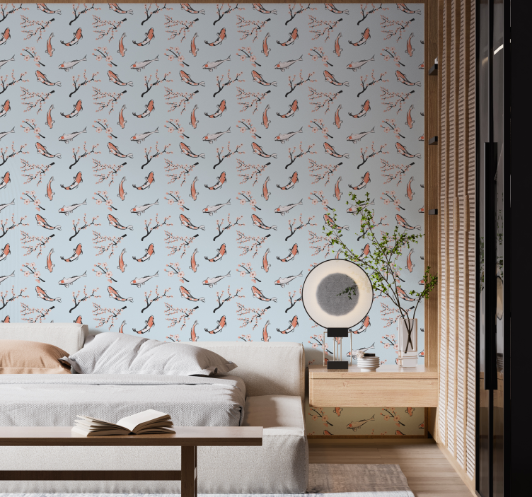 Japanese Nature birds in wallpaper - TenStickers
