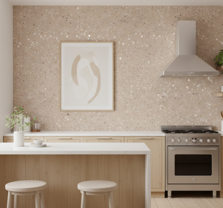 Kitchen wallpaper beige terrazzo design - TenStickers
