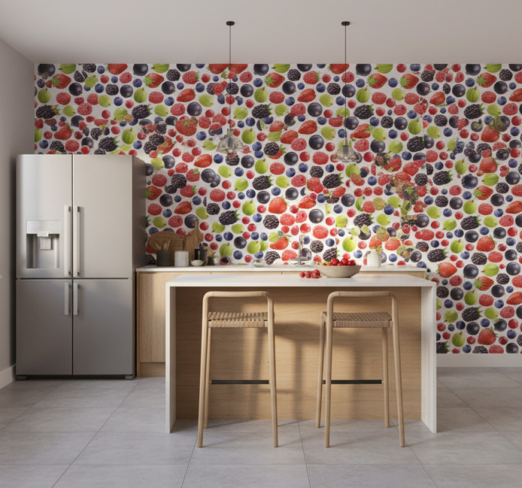 Kitchen wallpaper berry collection - TenStickers