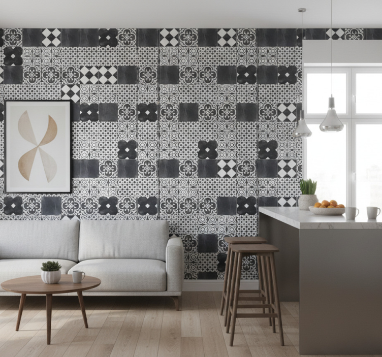 Kitchen wallpaper cement slate - TenStickers