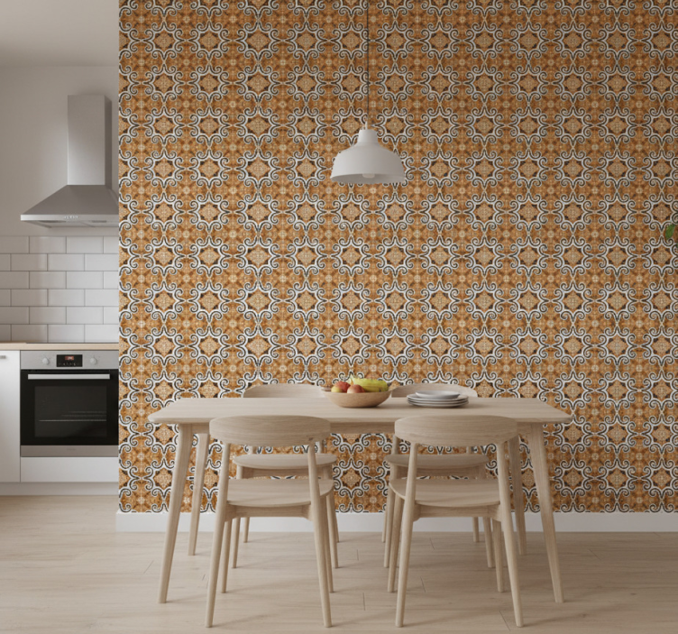 Kitchen wallpaper cement style tiles - TenStickers