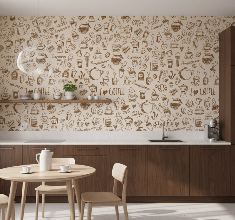 Kitchen wallpaper coffee design - TenStickers