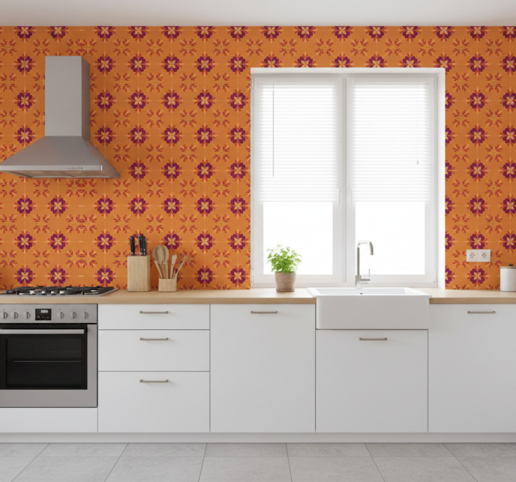 Kitchen wallpaper colorful mosaic tiles - TenStickers