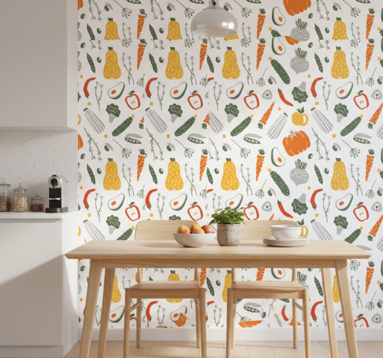 Kitchen wallpaper colorful vegetable collection - TenStickers