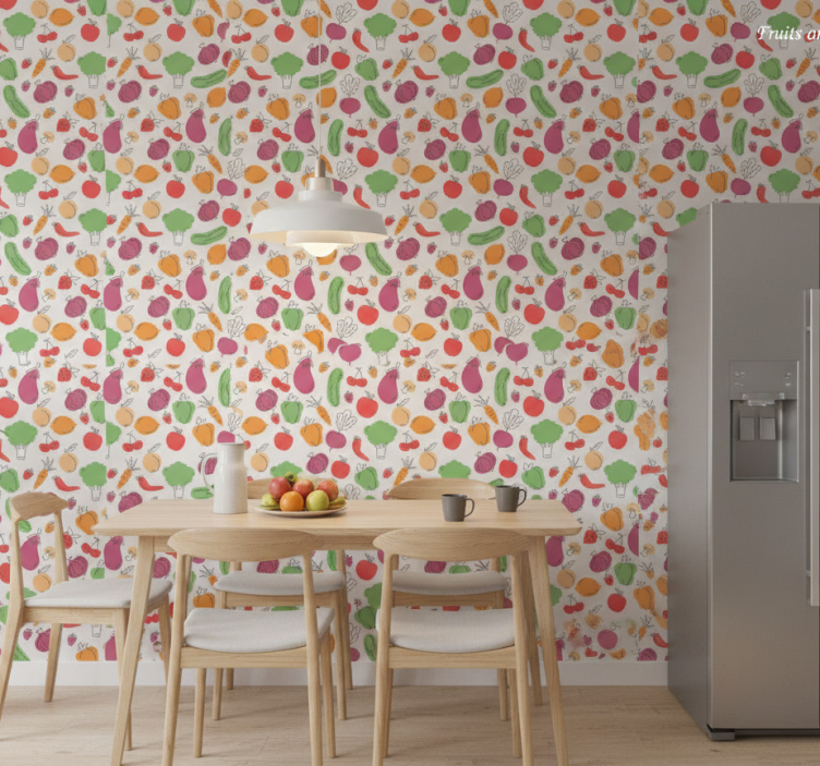 Kitchen wallpaper fruits and vegetables design - TenStickers