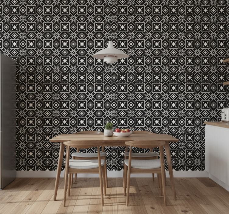 Kitchen wallpaper in black and white style - TenStickers
