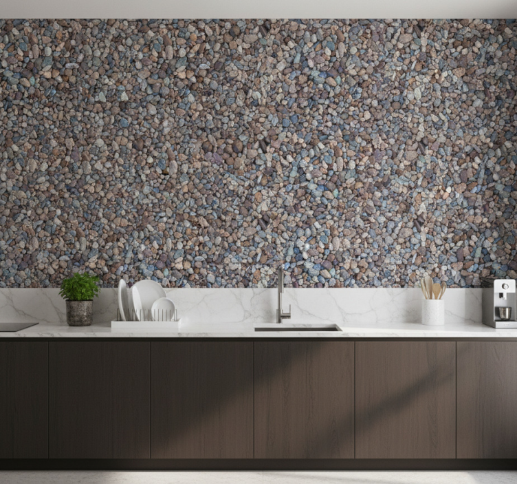 Kitchen wallpaper in colorful stone design - TenStickers