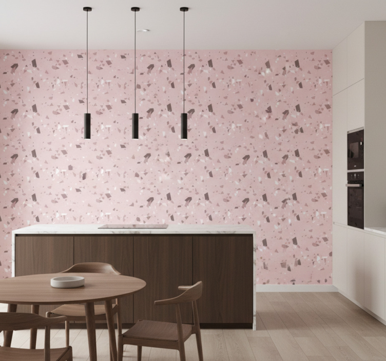 Kitchen wallpaper in pink textured design - TenStickers