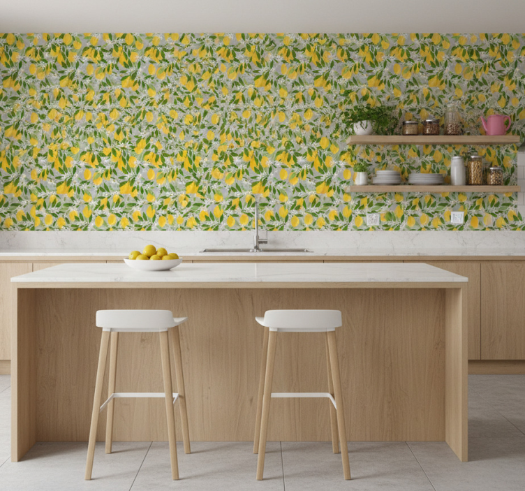 Kitchen wallpaper lemon tree design - TenStickers
