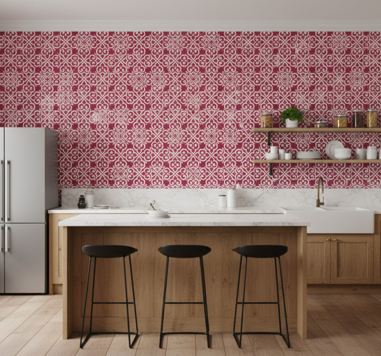 Kitchen wallpaper moroccan red - TenStickers
