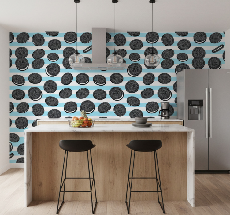 Kitchen wallpaper oreo stripe design - TenStickers