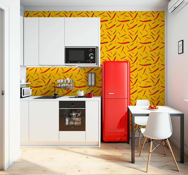 Chili pepper pattern kitchen wallpaper - TenStickers