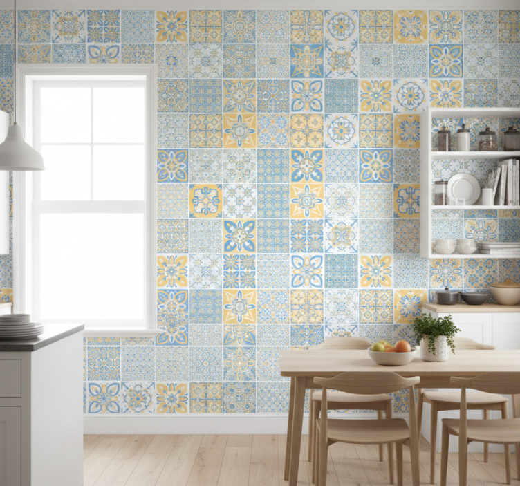 Kitchen wallpaper portuguese mosaic tiles - TenStickers