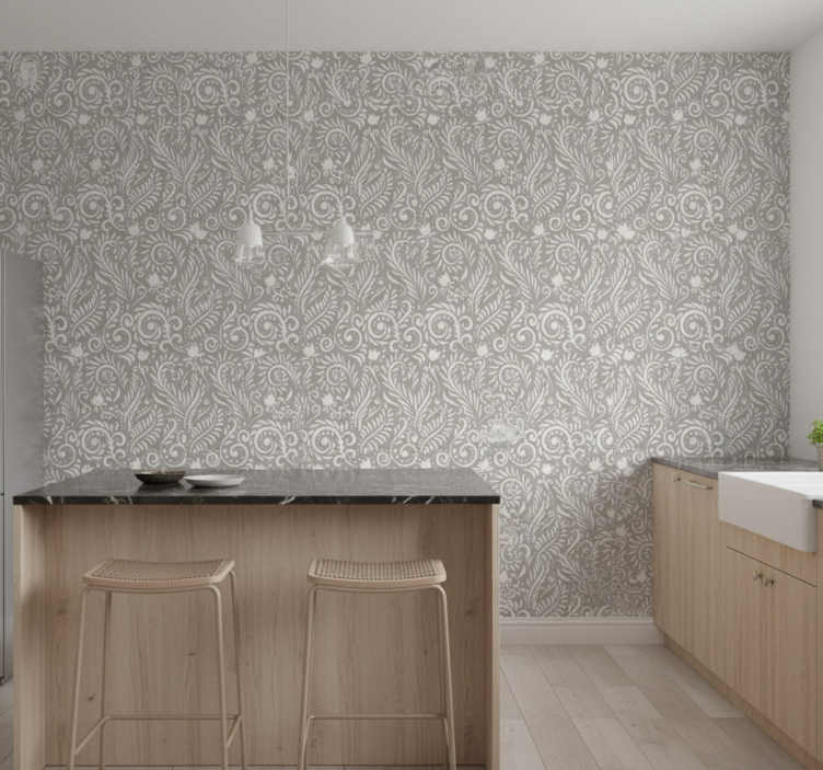 Kitchen wallpaper ruskin grey sheet - TenStickers